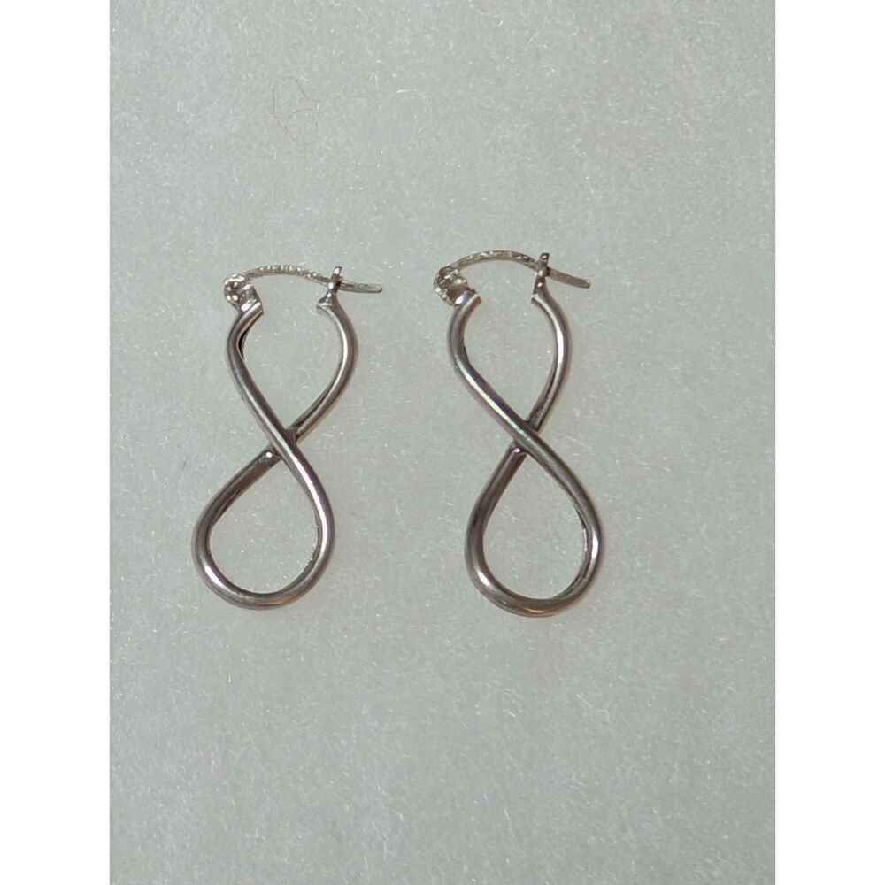 925 Sterling Silver Mexico Infinity Figure 8 Twisted Hoop Earrings